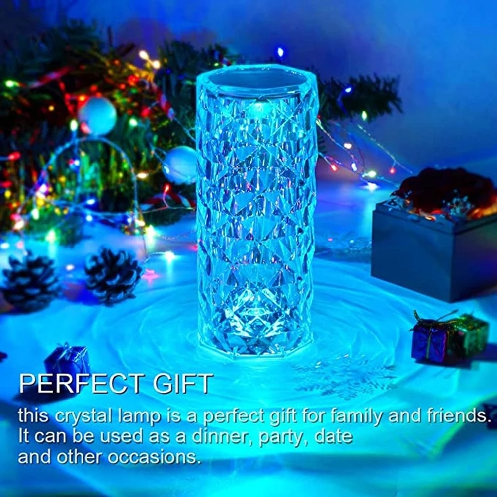 16 Colors LED Crystal Lamp Rose Light Touch Table Lamps Bedr - Flitz Shoppers