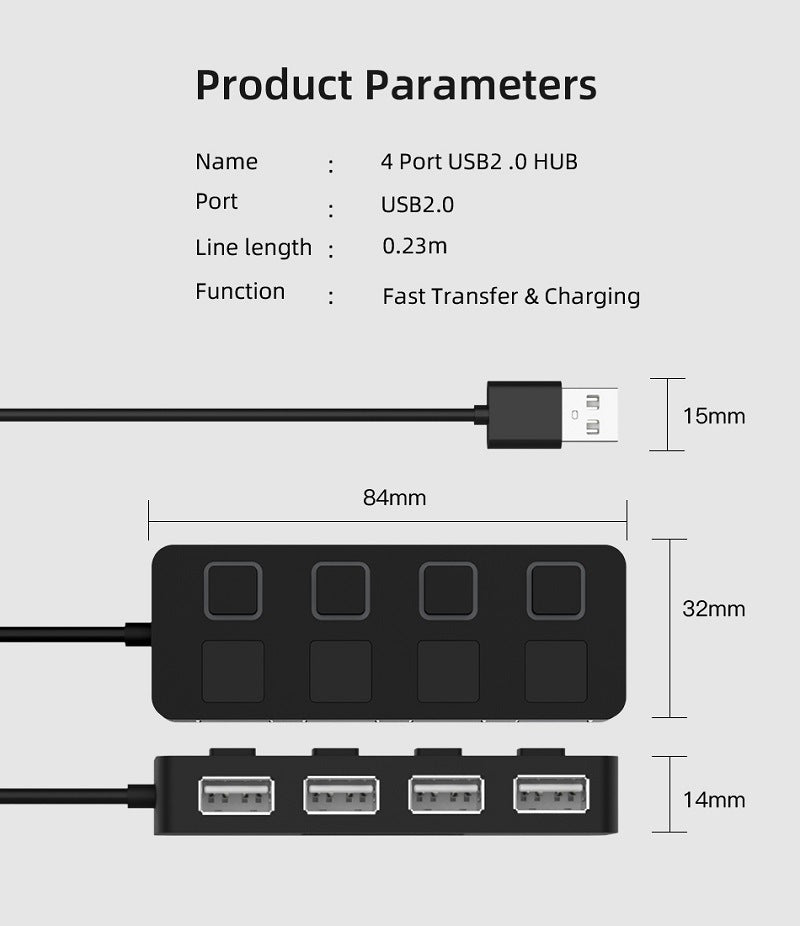 HUB Hub Multi-USB Splitter 4-port Extender - Flitz Shoppers