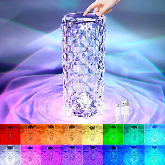 16 Colors LED Crystal Lamp Rose Light Touch Table Lamps Bedr - Flitz Shoppers